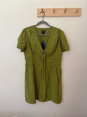 Scoop Women’s Mini Tie Dress with Puff Sleeves